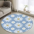 thumbnail image 1 of Blue Daisy Round Area Rug 4Ft Washable Circle Rugs for Bedroom Dining Room, Spring Floral Elegant Pastoral Botanical Non-Slip Carpet Floor Mats Indoor Outdoor Carpet Runner Aesthetic Home Decor, 1 of 8
