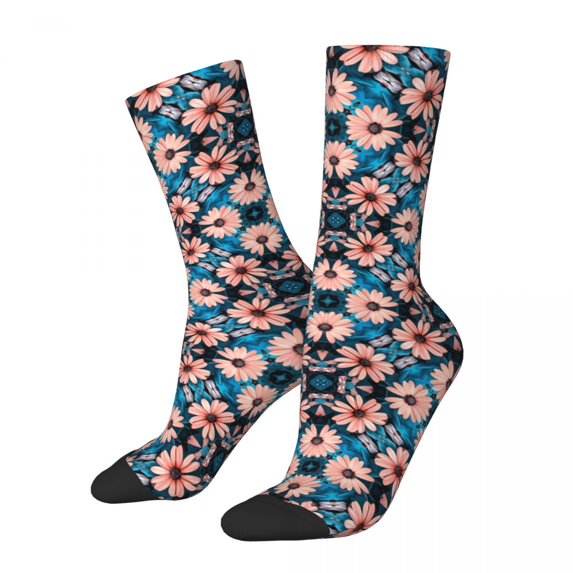 Blue Daisy Socks Winter Beautiful Flower Print Stockings Vintage Women Men Comfortable Soc