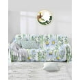 thumbnail image 1 of Blue Daisy Sofa Couch Covers for 3 Cushion Couch,Washable L Shape Sectional Sofa Covers for Loverseat/Pet,Green Plant Leaves Blooms Botany Floral Watercolor Slipcover Throw Blanket Futon Cover 71x134, 1 of 8