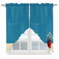 thumbnail image 1 of Blue Daisy Vase Swag Curtains for Kitchen/Bedroom/Living Room, Spring Floral Modern Art Scalloped Curtains 63 Inch Long, Rod Pocket Window Swag Topper Curtains Valances 2 Panels Set 36"x63", 1 of 8