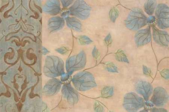 Blue Damask I Canvas Art - Tava Studios (24 x 36)