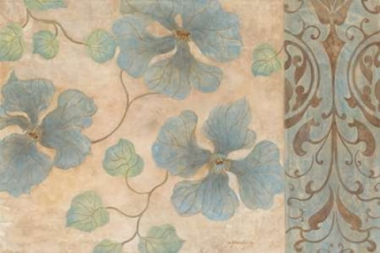 Blue Damask II Canvas Art - Tava Studios (24 x 36)