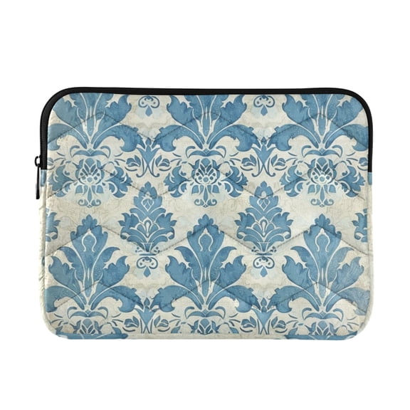 Blue Damask Patterned Quilted Laptop Protective Cases Computer Sleeves Tablet Bags Briefcases M