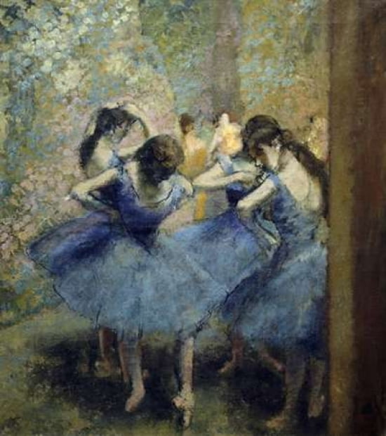 Blue Dancers Canvas Art - Edgar Degas (24 x 24)