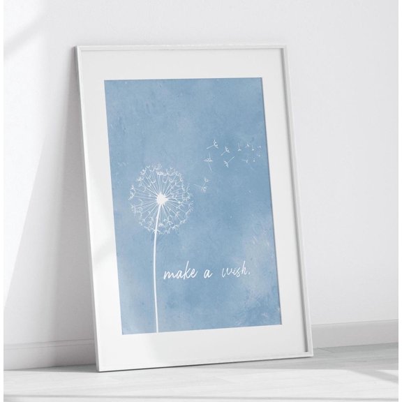 Blue Dandelion Flower Print Poster Above Bed Art Print Poster Botanical Wall Art, Size 12x18 UNFFRAMED F03.1.6l1525