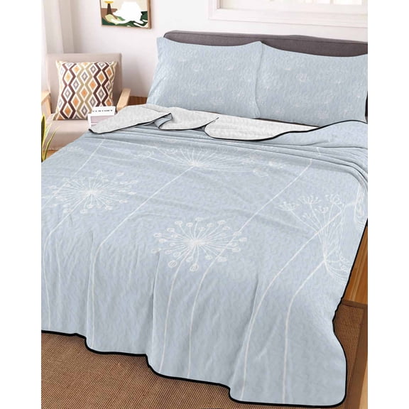 Blue Dandelion Full Size Down Alternative Comforter, Lightweight Comforter Quilt Bedding Set with Pillow Shams Spring Modern Minimalist Country Flower All Seasons Bed Comforter Duvet Insert 78"x90"
