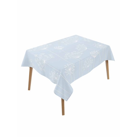Blue Dandelion Rectangle Tablecloth, Spring Modern Minimalist Country Flower Waterproof & StainResistant Tablecloth, Washable Oil-proof Table Cover for Dining/Party/Wedding/Camping/Buffet 60x84 In
