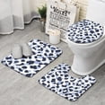 thumbnail image 1 of Blue and Dark Blue Leopard Pattern Bathroom Rugs Sets 3 Piece,Toilet Cover Set,Absorbent Non Slip Bathroom Mats Sets with U-Shaped Contour Rug Toilet Rug Set, 1 of 5