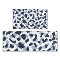 Blue and Dark Blue Leopard Pattern Kitchen Rugs Sets Of 2,Anti Fatigue Kitchen Mat Rugs Non Slip Washable,Decorative Kitchen Floor Mats for Kitchen,Sink,Laundry,17"x30" 17"x47"