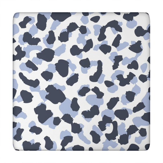 Blue and Dark Blue Leopard Pattern Square Fitted Tablecloth with Elastic Edge,Square Table Cover,Washable Elastic Table Cover for Home Kitchen Party Decor 34"x34"