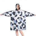 thumbnail image 1 of Blue and Dark Blue Leopard Pattern Wearable Oversized Blanket,Wearable Blanket Hoodie for Adults,Cozy Hooded Blankets with Super Pockets,Super Warm Fuzzy Pullover for Women & Men, 1 of 6