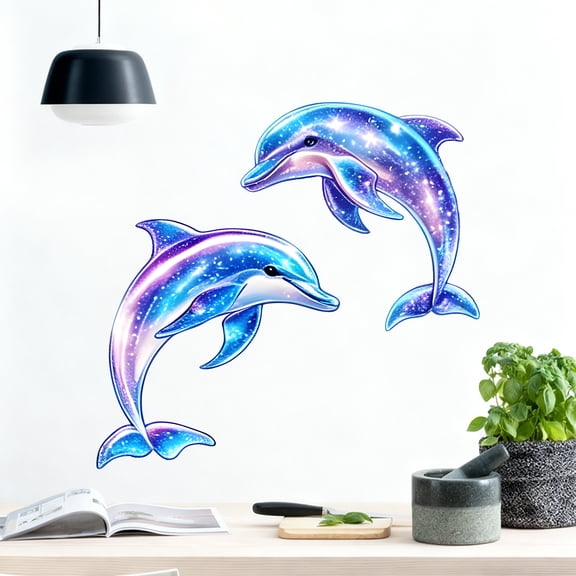 Blue Decals Luminous Dolphin Wall Stickers Glow in The Dark Bathroom Living Room Children's Room Bedroom Playroom Wall Decor