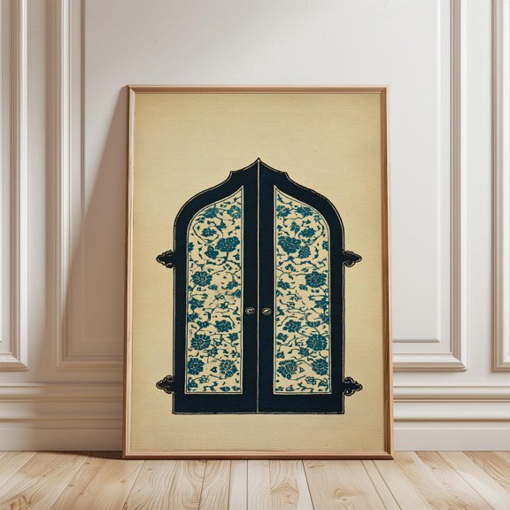 Blue Decorative Panel Door Poster, Unframed Paper Poster 8x10in