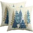 thumbnail image 1 of Blue Decorative Pillow Covers 20x20 Inch Set of 2 Christmas Tree Outdoor Throw Pillow Covers Winter Xmas Holiday Pillowcases Cushion Covers for Home Couch Christmas Decor, 1 of 6