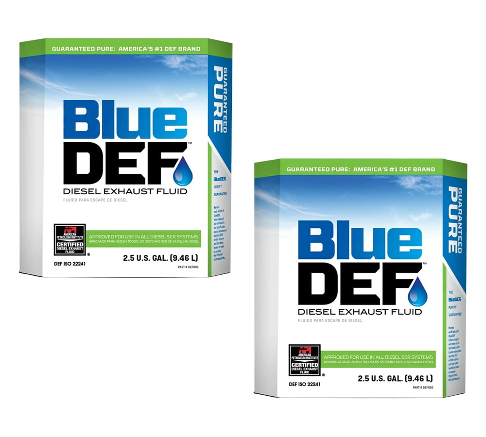 Blue Def (2 Pack) Diesel Exhaust Fluid 2.5 Gallon for All Diesel SCR Systems - Emissions Reduction - 300 Miles Per Gallon Approx