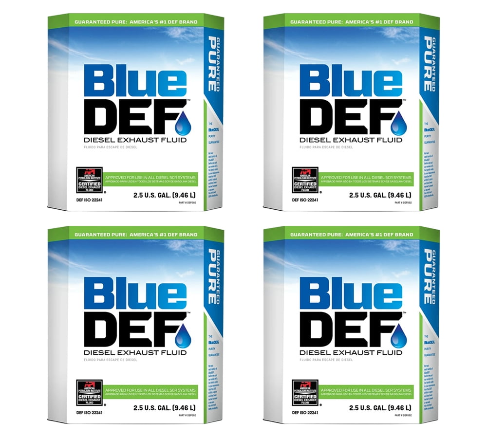 Blue Def (4 Pack) Diesel Exhaust Fluid 2.5 Gallon for All Diesel SCR Systems - Emissions Reduction - 300 Miles Per Gallon Approx
