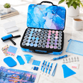Blue-Deluxe Set 120 Jars Portable Craft & Hobby Storage Organizer Case ...