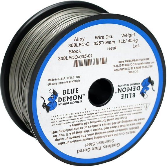 Blue Demon 308LFC-O X .035 X 1# Spool stainless steel flux cored gasless welding wire