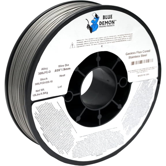Blue Demon 308LFC-O X .035 X 10# Spool stainless steel flux cored gasless welding wire