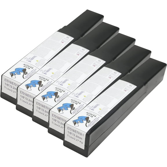 Blue Demon E7018 X 1/8” X 14” X 5 LB X 5 Pack Low Hydrogen Carbon Steel Electrode, Runs on AC or DC, Easy Slag Removal, Excellent Bead Appearance, All Position