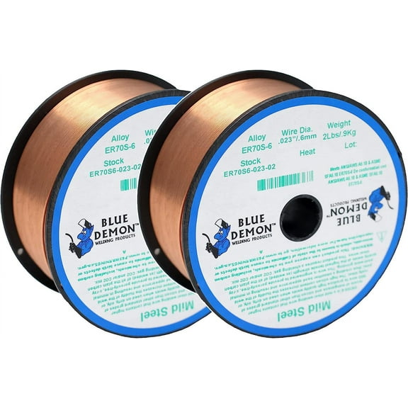 Blue Demon ER70S6 MIG/GMAW Carbon Steel Welding Wire, All Position, Low Spatter, Formulated to Provide Porosity-Free, X-Ray Quality Welds even on Dirty/Rusty Steel (.023" 2 Spool 2 Pack)
