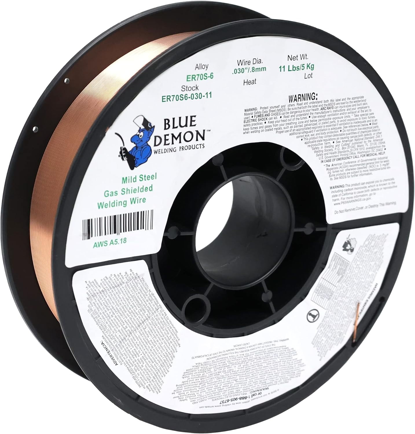 Blue Demon ER70S6 .030" Carbon Steel MIG Welding Wire, 11 lb Spool