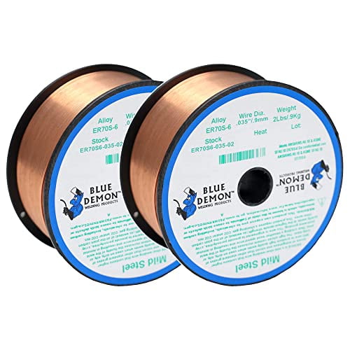 Blue Demon ER70S6 X .035 X 2 LB X 2 Pack MIG/GMAW Carbon Steel Welding Wire, All Position, Low Spatter, Formulated to Provide Porosity-Free, X-Ray Quality Welds