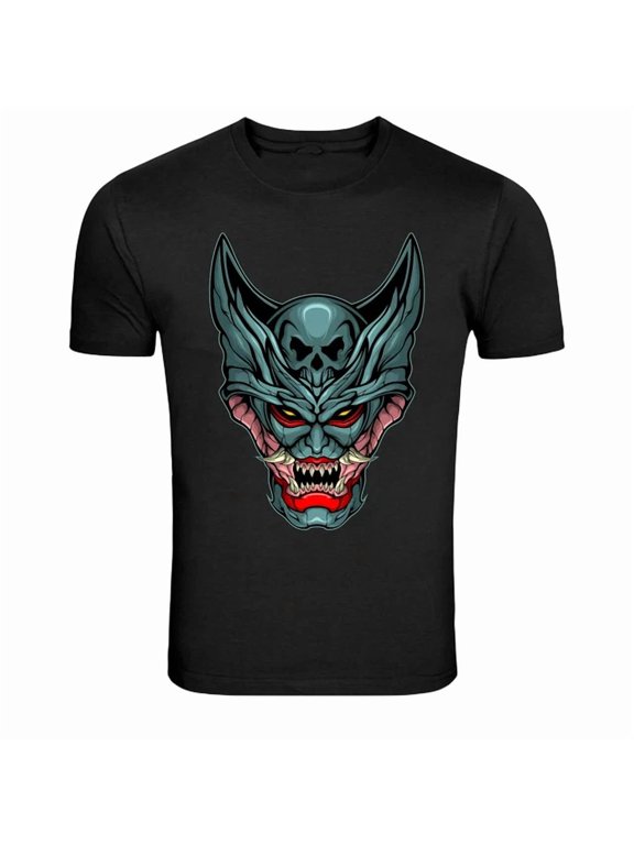 Blue Demon Mask Oni Monster Japanese Graphic Casual Design For Celebration Moments T-Shirt, Size S-5XL