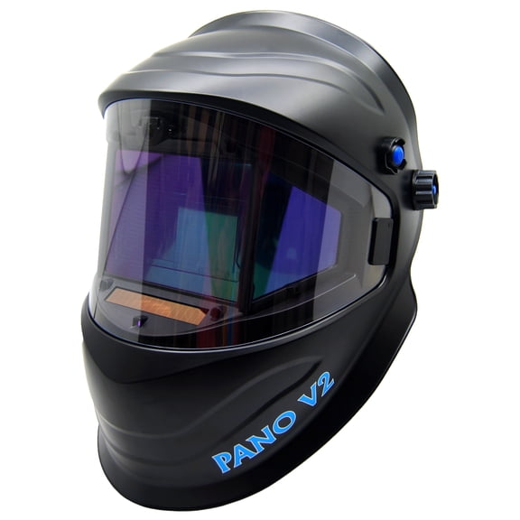 Blue Demon Pano V2 Welding Hood, 7 Arc Sensors, Auto darkening across all 3 Filters, Shades 4-13, 1/1/1/1 Optical Clarity with True View Technology (Blue Demon Pano V2 Welding Hood)