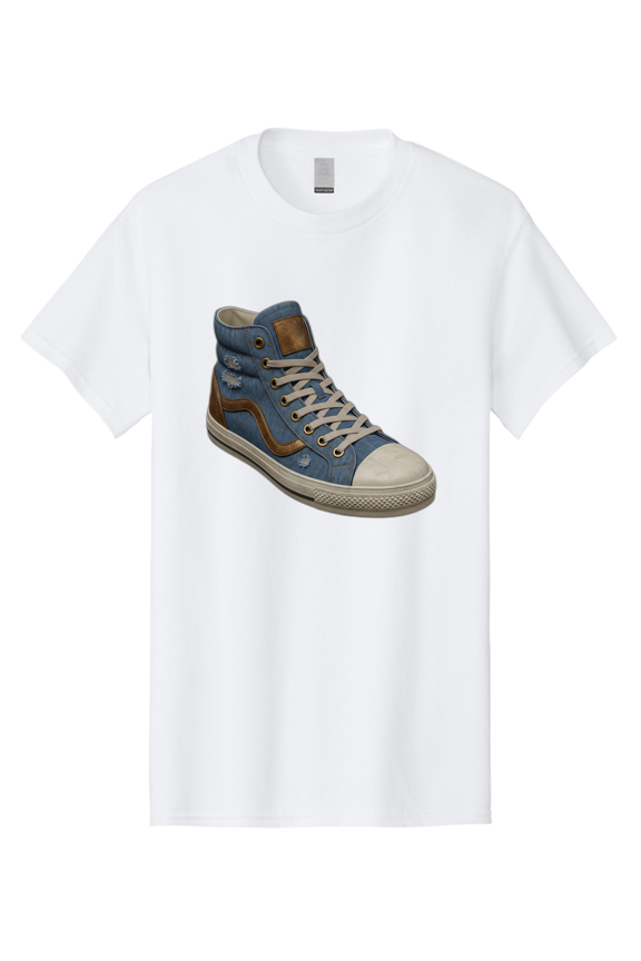 Blue-Denim-High-Top-Sneaker Mens Graphic Tee, 100% Cotton, Casual Summer Wear BAA172