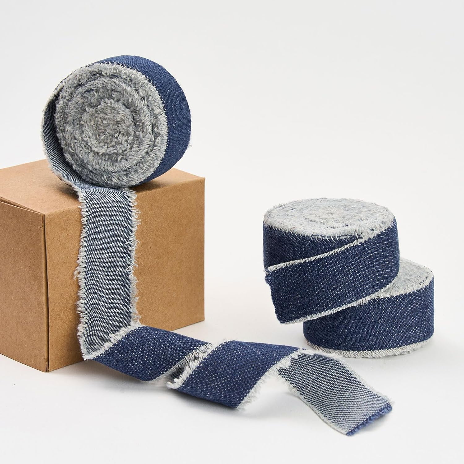 Blue Denim Ribbon for HandmaRustic Frayed Cotton Jean Fabric Ribbon for ...