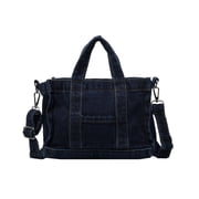 Blue Denim Womens Small Shoulder Bag, Detachable Crossbody Zipper Purse, Casual Handbag