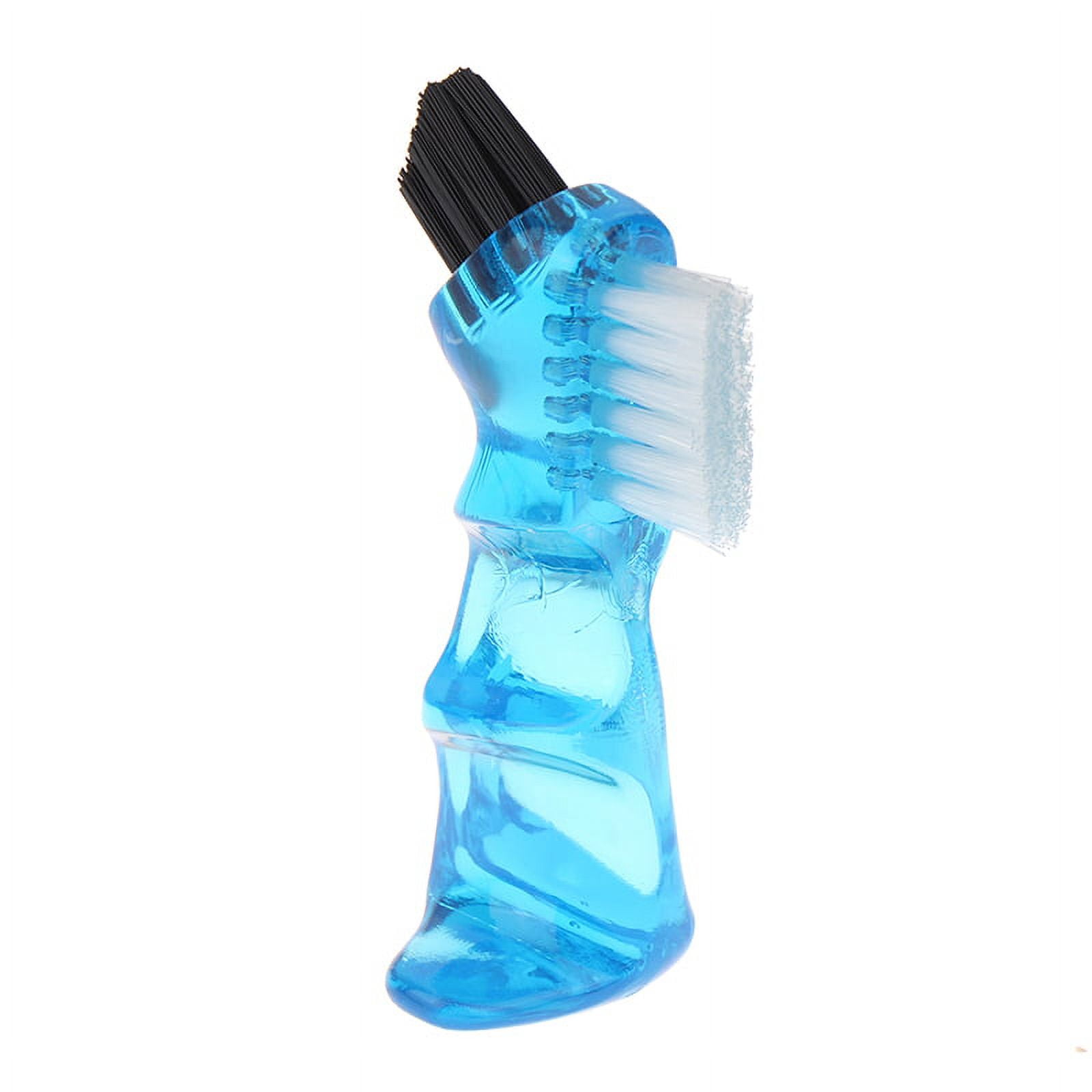 (Blue) Denture Cleaning Brush Bristles & Ergonomic Rubber Handle Multi ...