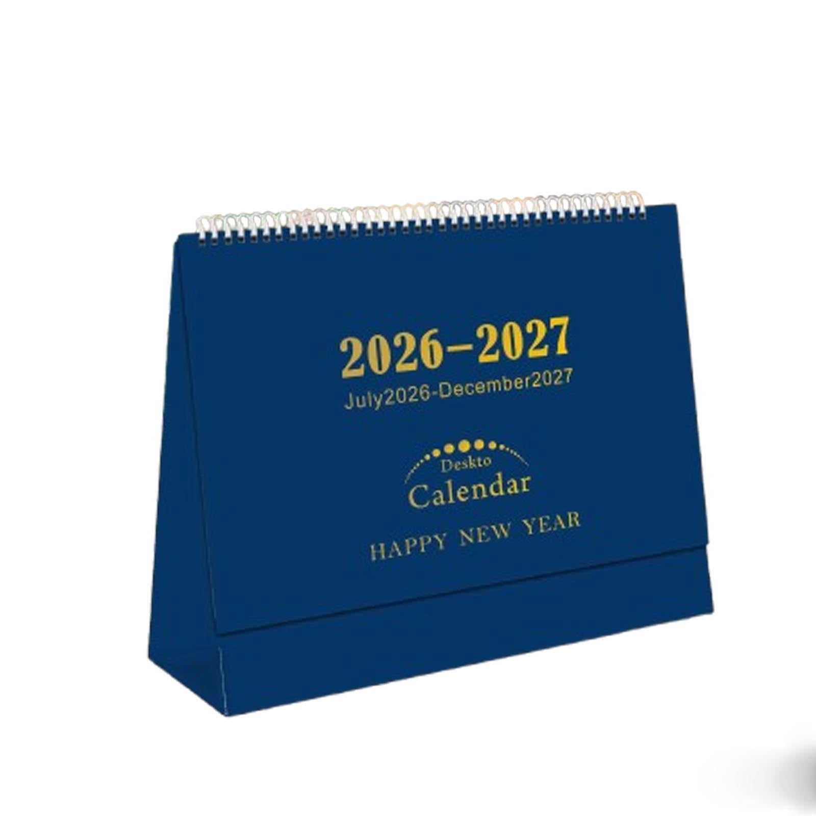 Blue Desk Calendar 2026-2027 18 Months July 2026 To December 2027 Monthly Planner Desktop Table ...