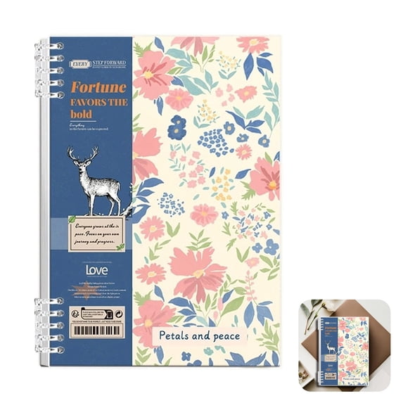 Blue Detachable Spiral Notebook, B5 Size 7.09 x 9.84 Inch Floral Loose‑Leaf Journal, Removable Page Coil Notepad for Project Documentation & Travel Logs, Must‑Have Supply
