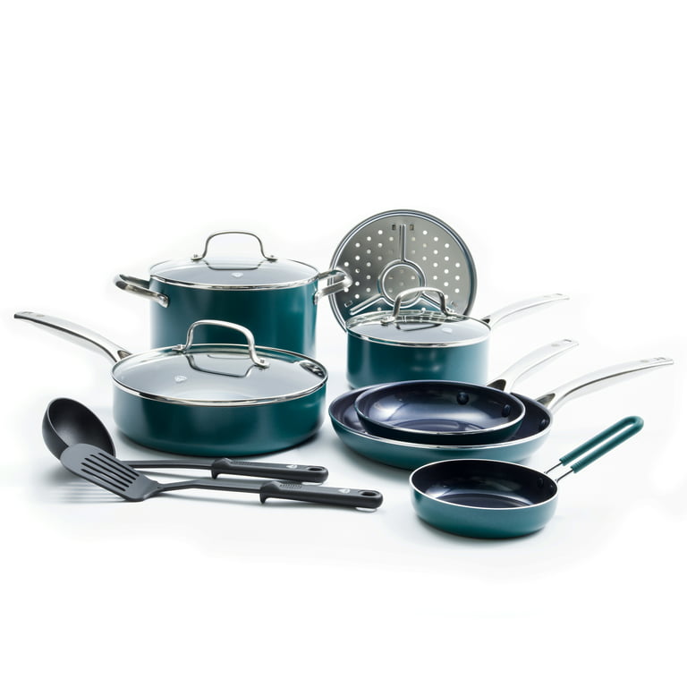 Blue Diamond 12-Piece Green Toxin-Free Ceramic Nonstick Cookware Set