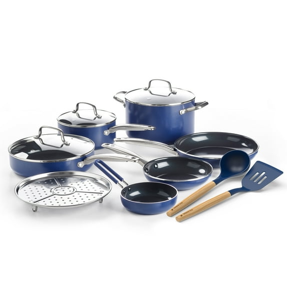 Blue Diamond 12-Piece Ceramic Nonstick Cookware Set – Toxin-Free, Dishwasher Safe, Oven Safe, Nonstick