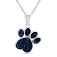 thumbnail image 1 of Blue Diamond Accent Paw Print Pendant Necklace Solid 925 Sterling Silver, 1 of 2