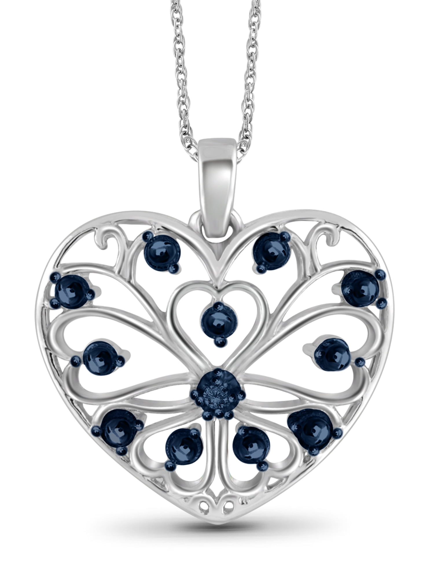 Blue Diamond Accent Sterling Silver Heart Pendant