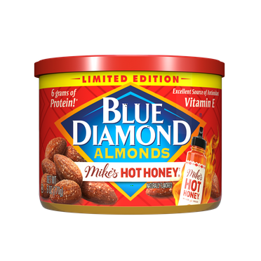 Blue Diamond Almond, Mikes Hot Honey Almonds Flavored Snack Nuts, 6 oz. Resealable Can