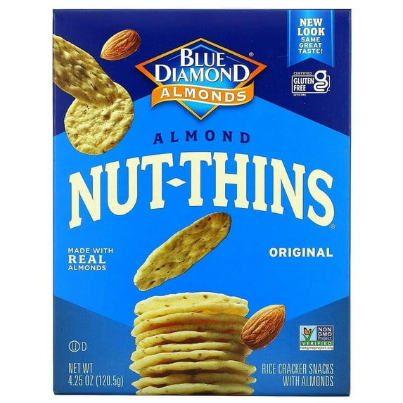 Blue Diamond Almond Nut Thins Nut Rice Cracker Snacks 4.25 oz Pack of 2