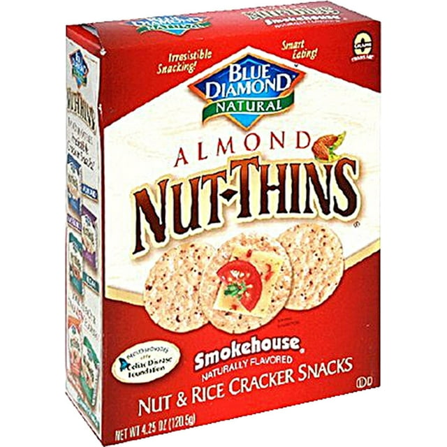 Blue Diamond Almond Nut-Thins Nut & Rice Cracker Snacks Smokehouse -- 4 ...