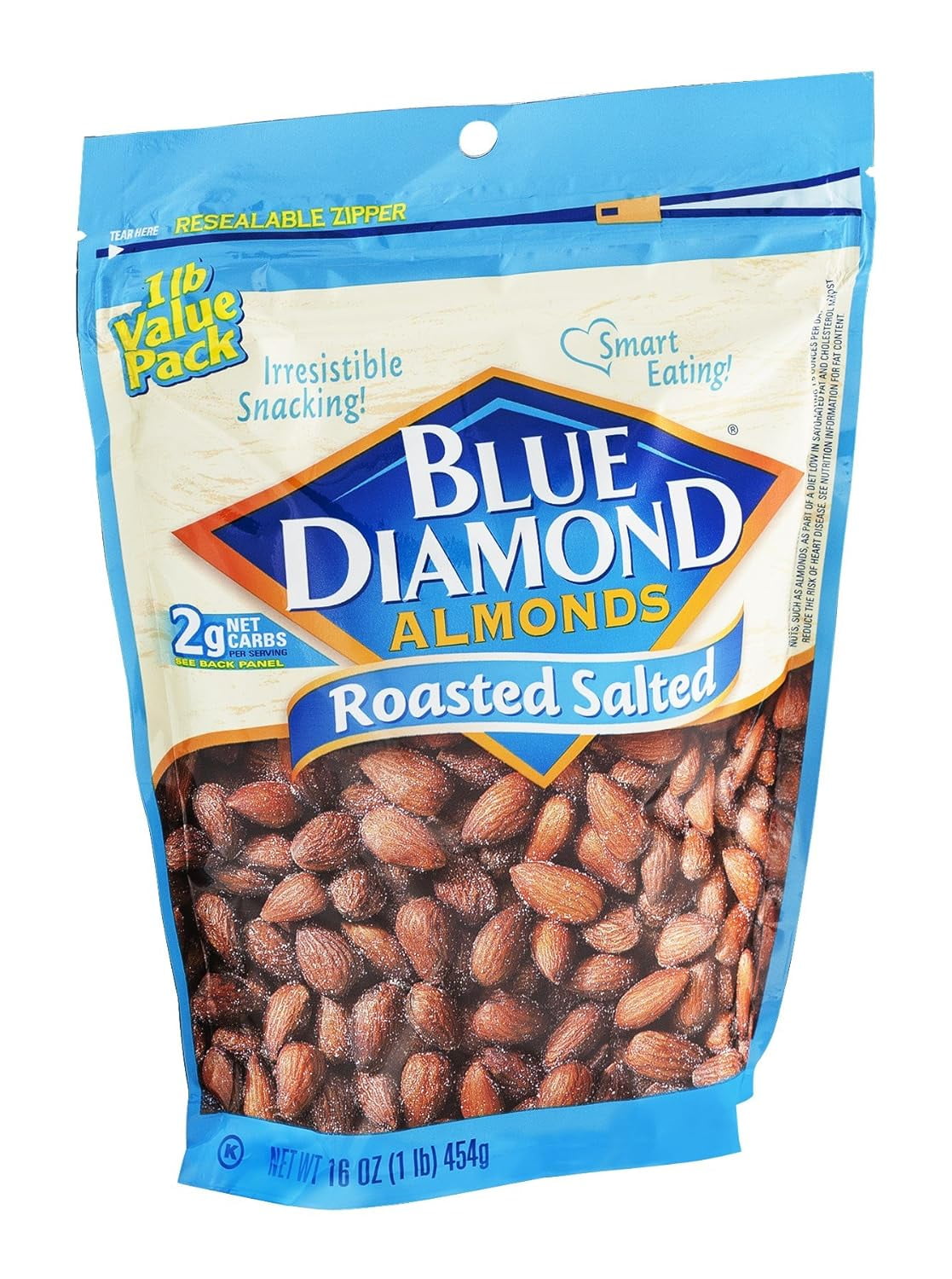 Blue Diamond Almond Rstd Salted, 16 Oz, Pack of 6