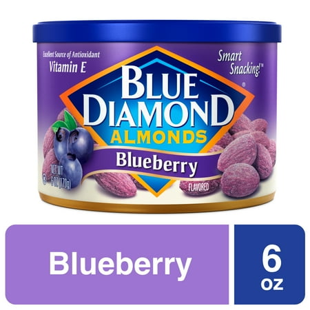 Blue Diamond, Blueberry Flavored Roasted Almonds, Crunchy, 6oz Shelf Stable Aluminum Can