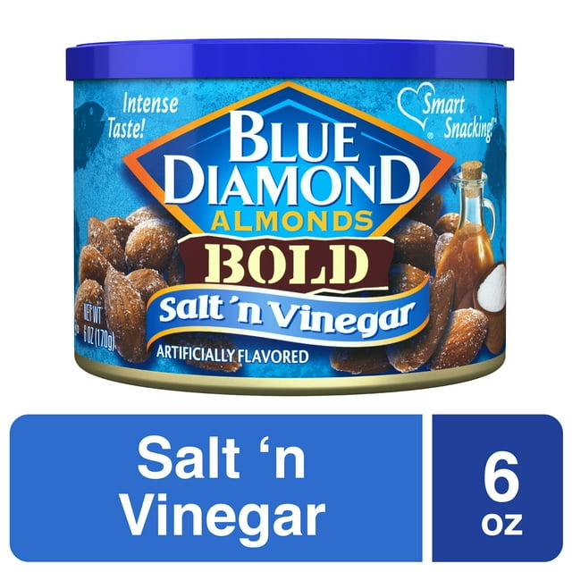 Blue Diamond Almonds, Bold Flavored Salt 'n Vinegar Snack Nuts Perfect for Healthy Options, 6 oz.