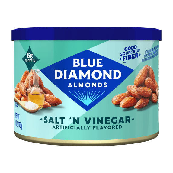 Blue Diamond Almonds, Bold Flavored Salt 'n Vinegar Snack Nuts Perfect for Healthy Options, 6 oz.