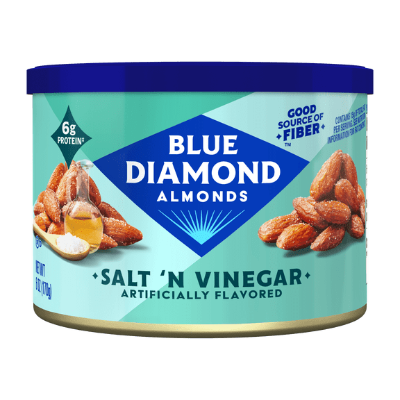 Blue Diamond Almonds, Bold Flavored Salt 'n Vinegar Snack Nuts Perfect for Healthy Options, 6 oz.
