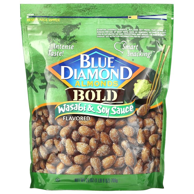Blue Diamond Almonds Bold Wasabi & Soy Sauce Flavored Almonds, 25 oz