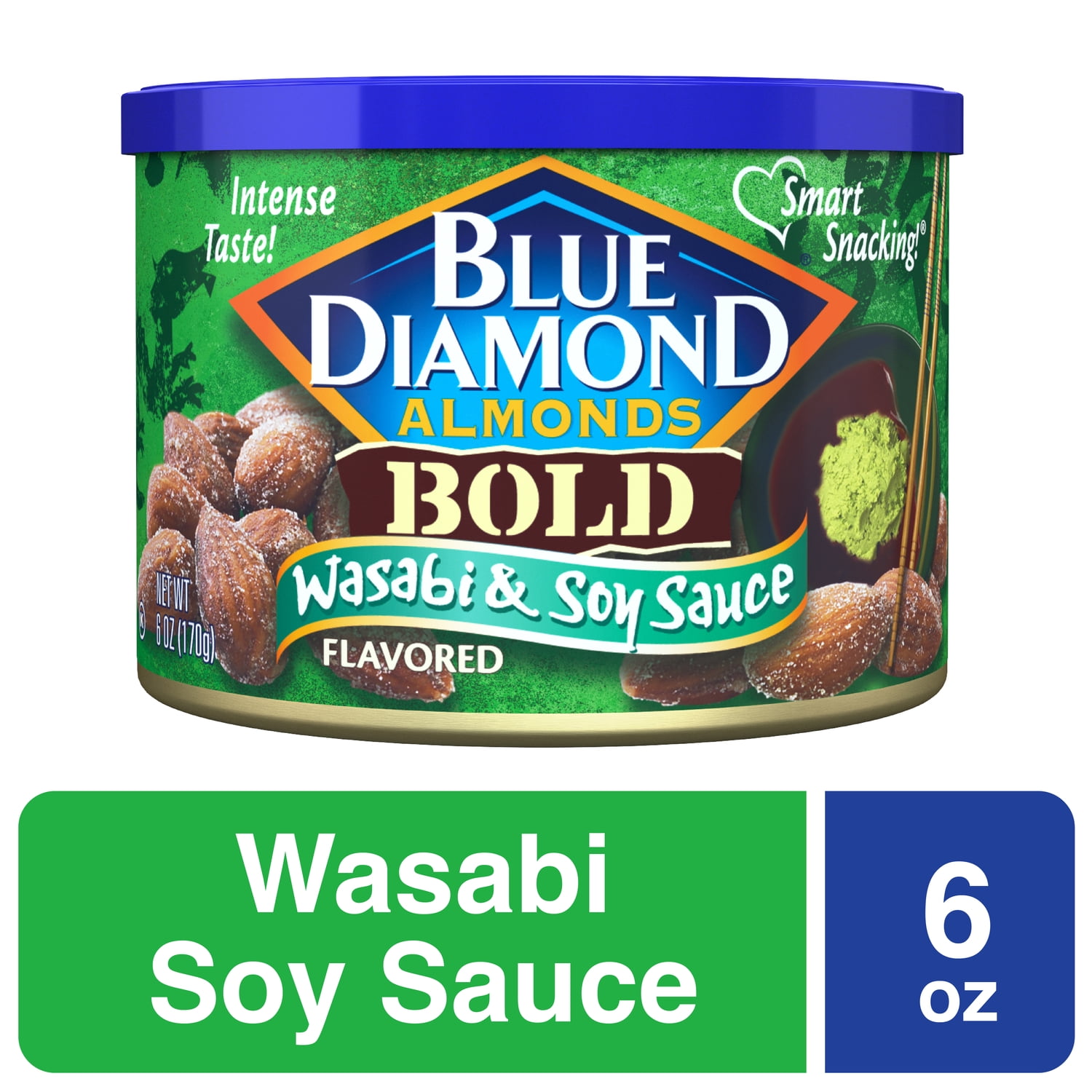 Blue Diamond Almonds, Bold Wasabi & Soy Sauce Flavored Snack Nuts perfect for snacking and on-the-go, 6 oz