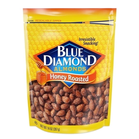 Blue Diamond Almonds, Classic and Sweet Honey Roasted Flavored Snack Nuts for Snacking, Lunches, Holiday, On-The-Go, Kids and Adults, 14oz Bag (2 Pack)